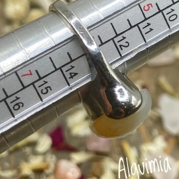 White crazy lace agate silver gem ring - Picture 3 of 3